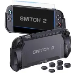 Switch2 ケース ハード 本体カバー ガラスフィルム 耐衝撃 全面保護