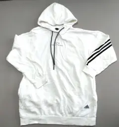 adidas パーカー　トレーナー　フード付き　両サイドポッケ付き　白　Mサイズ