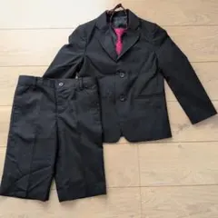 フォーマル　スーツセット 黒ストライプ　120cm　卒園式　入学式