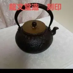 大名品】◇日本亀文 『拙家琵琶湖有東』芋頭形蝸牛耳 鉄瓶 亀文堂