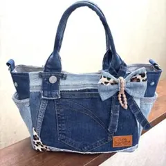 メグ☆様専用 [デニムリメイク] サイドポケット付きショルダーバッグ