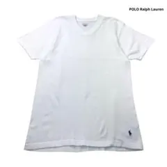 POLO Ralph Lauren Tシャツ Vネック 白 裾上ロゴ刺繍 M