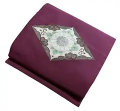 ユ88名古屋帯 銀糸　唐織　花　着物帯　仕立て上り