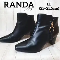 【LL】RANDA 黒 ポインテッドトゥ ショート ブーツサイドファスナー