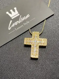早い者勝ち✨ ゴールド クロスネックレス ジルコニア 金