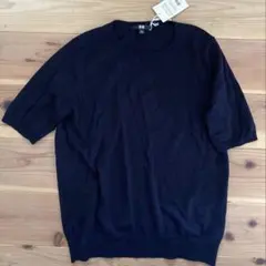 UNIQLO クルーネックセーター五分袖 XL ネイビー　新品未使用