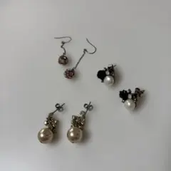 ビーズとパールのピアス3点セットのサムネイル