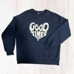 GOOD TIMES ハートプリント ネイビー トレーナー XL