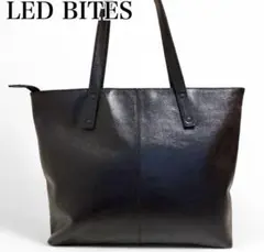 美品 L.E.D.BITES トートバッグ ブラック A4 レザー ブラック