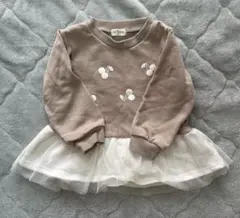 ベージュ フリル付きスウェット トップス