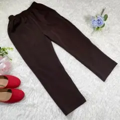 スラックス　『M』　ブラウン　日本製　ウエストゴム　ストレッチ　シンプル