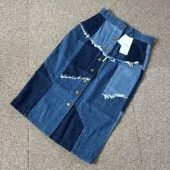MOUSSY デニムタイトスカート パッチワーク 1のサムネイル