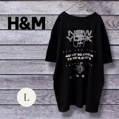 H&M Tシャツ ブラック NEW YORK ロゴ グラフィティ Mサイズ
