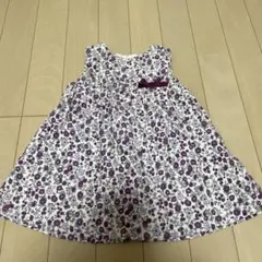 BEBE 紫花柄ノースリーブワンピース　80サイズ