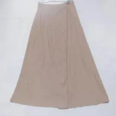 ラップ風 ロングフレアスカート ベージュ (L) ストレッチのサムネイル