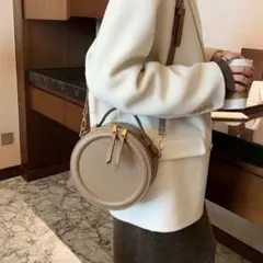 未使用　丸型 ショルダーバッグ 2way ベージュ ハンドバッグ ミニ
