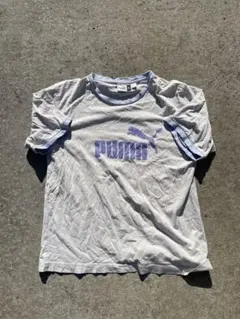 90s PUMA リンガーTシャツ　半袖tシャツ　パープル　グレー