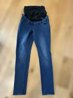 裏起毛　マタニティパンツ ダークブルー サイズL