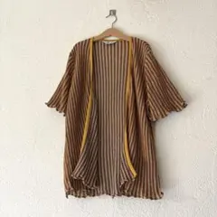vintage レトロ古着ストライプニット編みカーディガンのサムネイル