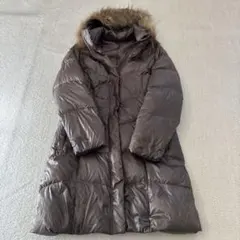 フード付きロングダウンジャケット【11号】ブラウン（期間限定値下げ）