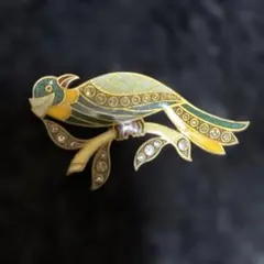 アンティーク〜ヴィンテージのアートデコ風エナメル鳥ブローチ(要確認)