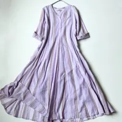 【23ss】ヌキテパ　Cotton Stripe V Neck Dressのサムネイル