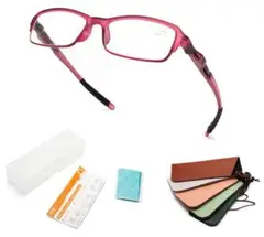 新品　ブルーライトカットめがね 携帯用老眼鏡 ＋1.0 レッド