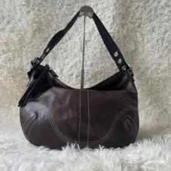 【美品】COACH コーチ 8A03 ハーフムーン レザー ワンショルダーバッグ