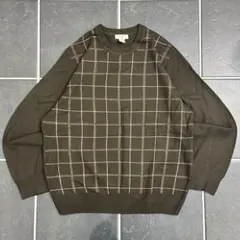 90s-00s Dockers 【チェック　クルーネックニット　ブラウン】