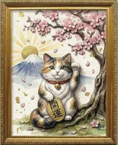 【原画】『苔むした猫　阿吽』植物　絵画　アンティーク 原画】『苔むした者たち(26)』（猫の絵 アンティーク 鎧 植物 森林