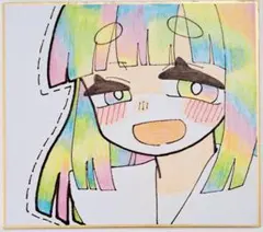 手描きイラスト 色紙 原画 ペン画 色鉛筆 一点物 女の子 オリジナル アナログ