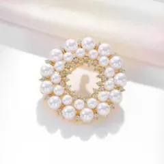 パールブローチ ビジュー ゴールド サークル フォーマル