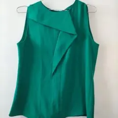 ZARA BASIC ノースリーブ ブラウス 緑色　グリーンのサムネイル