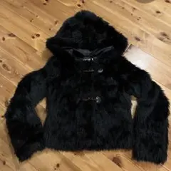 PARK GIRL フード付き黒ファージャケット