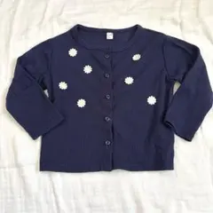 アプレレクール　ネイビー 花柄刺繍 長袖カーディガン　女の子　100