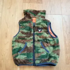 ダブルビー　ミキハウス　ベスト　リバーシブル　迷彩　オレンジ　90