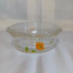 パイレックス　蓋付き　花柄ガラスボウル
