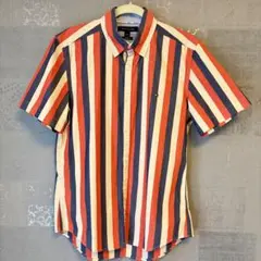 【新品】TOMMYHILFIGER 半袖シャツ メンズ M ストライプ 春夏