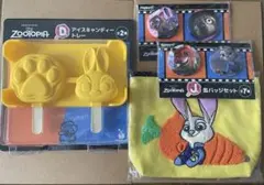 ズートピア HAPPYくじ アイスキャンディートレー ポーチ 缶バッジ 4点