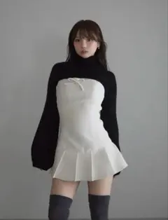 andmary Twiggy tweed mini dress white