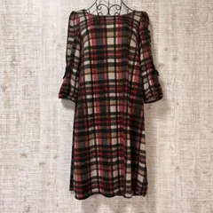 STRAWBERRY-FIELDS チェック柄 七分袖 ワンピース S
