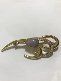 VENDOMEゴールドカラー ラベンダー色ストーン ブローチのサムネイル