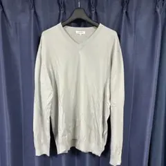 グローバルワーク　アンチピリングVネックニット　ライトグレー　XL