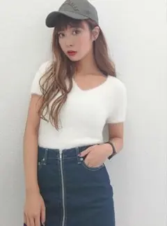 【美品】GYDA ハーフスリーブシャギーニットTOPS