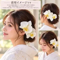 상태좋음 胡蝶蘭 ヘアアクセサリー 白 2개 세트