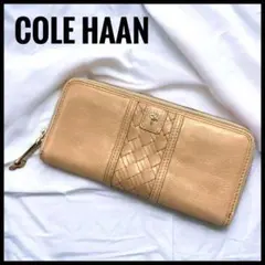 【希少】コールハーン 長財布 ラウンドファスナー レザー ロゴ 小銭入れあり