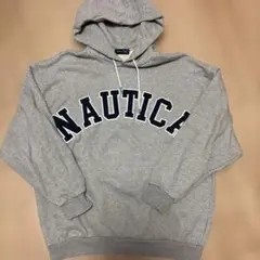 NAUTICA ロゴ刺繍 プルオーバーパーカー グレー