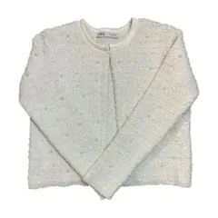 セール！ZARA パール付き ツイード風カーディガン
