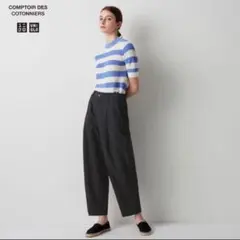 【新品】ユニクロ コントワーデコトニエ　リネンブレンドタックテーパードパンツ 黒