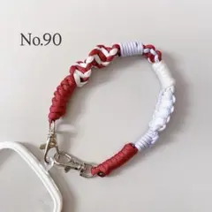 ハンドストラップ　スマホストラップ　パラコード　赤　白　ハンドメイド　ギフト